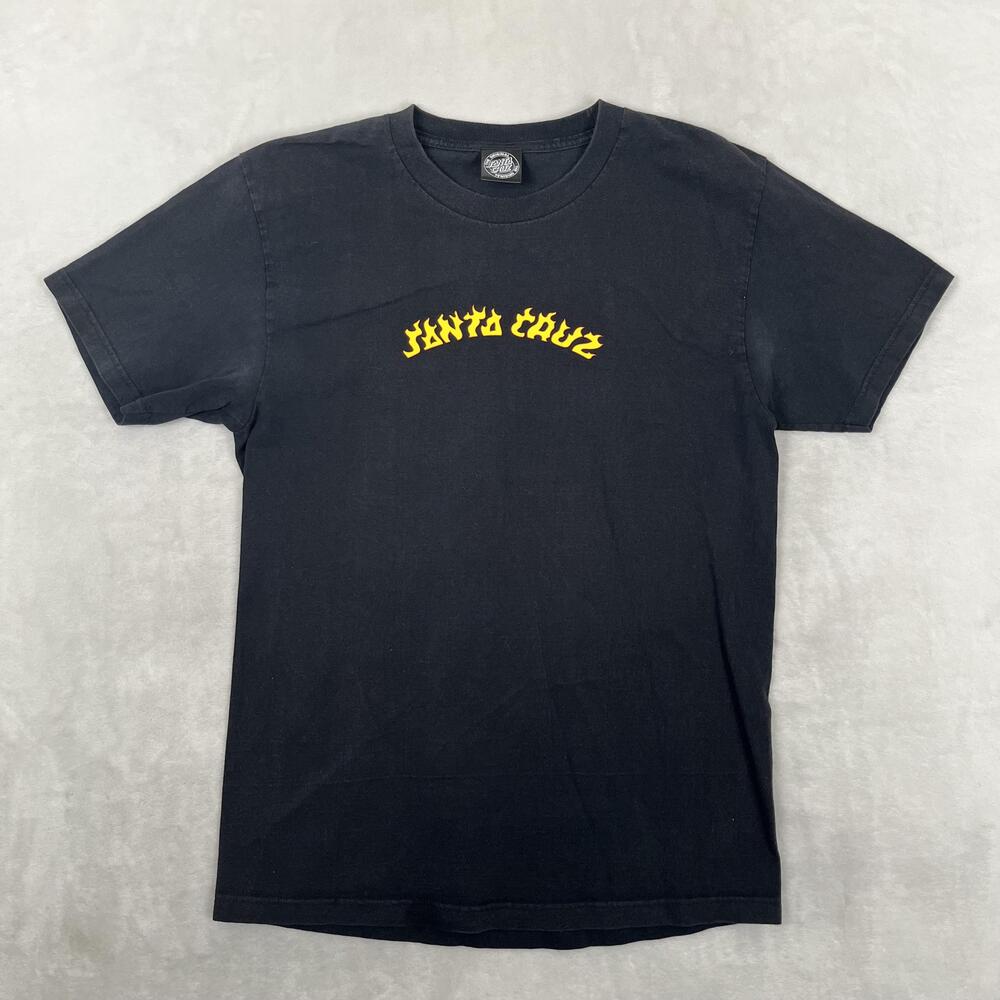 Vintage Santa Cruz T-Shirt Mens Medium Black Flame Logo Skateboard Graphic